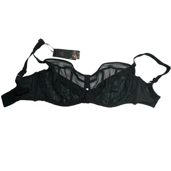 Curvy Kate Scantilly Peek-A-Boo Lace Balcony Bra size 34L Black New - Picture 9 of 13